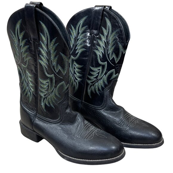 Ariat Stockman Cowboy Western Boots Size 9.5 D Leather Black - Picture 3 of 12